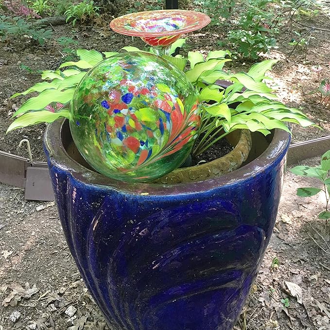 Sunnydaze 10-Inch Gazing Ball for Garden - Glass Gazing Globe for Outside - Garden Orb Yard Decor - Green Artistic-Ruum Studio Home