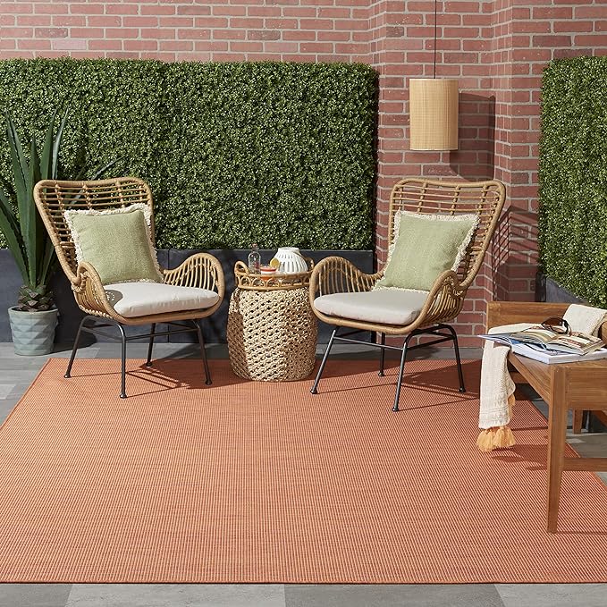 Nourison Positano Indoor-Outdoor Terracotta 4' x 6' Area Rug, Easy Cleaning, Non Shedding, Bed Room, Living Room, Dining Room, Backyard, Deck, Patio (4x6)-Ruum Studio Home