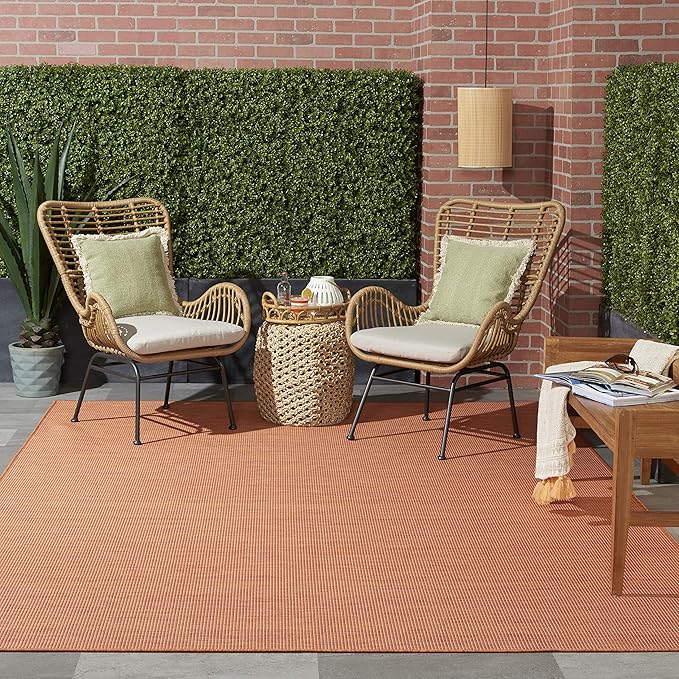 Nourison Home Positano Indoor/Outdoor Terracotta 10' x 14' Area Rug, Easy Cleaning, Non Shedding, Bed Room, Living Room, Dining Room, Backyard, Deck, Patio (10x14)-Ruum Studio Home