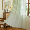 Sutuo Home Boho Curtains for Bedroom Dining Room, Bohemian Crochet Lace Hollow Knitted Handmade Tassels Vintage Rustic Window Treatment Farmhouse Drapes, 1 Panel Rod Pocket 59" W x 96" L, Mint Green-Ruum Studio Home