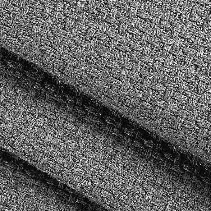 Elvana Home 100% Cotton Bed Blanket, Breathable Bed Blanket Twin Size, Cotton Thermal Blankets Twin, Perfect for Layering Any Bed for All Season, Charcoal Grey-Ruum Studio Home