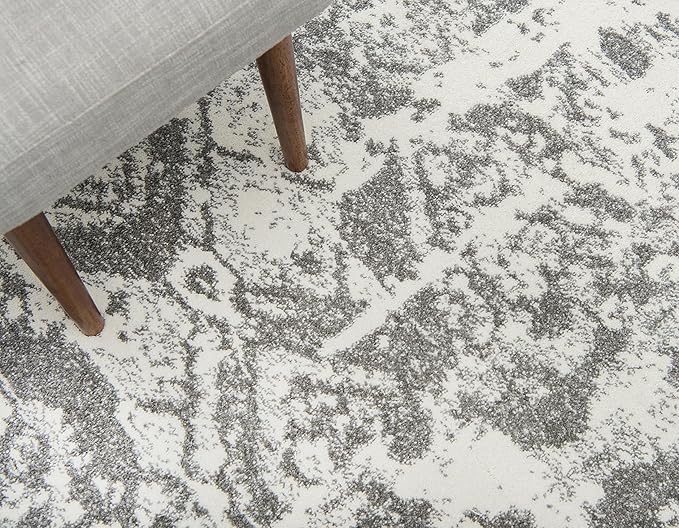 Unique Loom Rosso Collection Vintage, Geometric, Bohemian, Traditional, Distressed, Southwestern Area Rug, Rectangular 4' 0" x 6' 0", Light Gray/Ivory-Ruum Studio Home