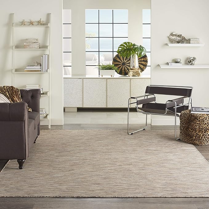 Nourison Home Positano 8' x Round Beige Fabric Modern Area Rug (8' Round)-Ruum Studio Home
