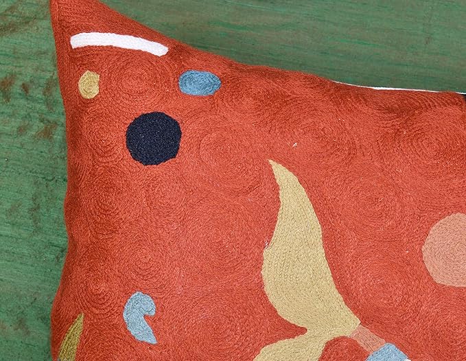 Kandinsky Modern Pillow Cover Orange Abstract Pillowcase Modern Chair Cushion Contemporary Pillowsham Outdoor Mid Century Chair Handmade Wool Size 18x18-Ruum Studio Home