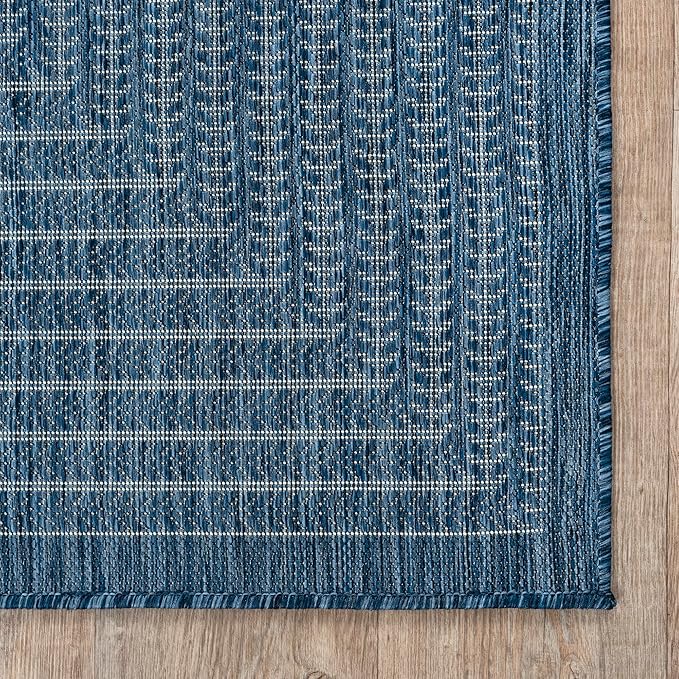 Adiva Rugs Outdoor Indoor Area Rug, Weather Resistant, Easy to Clean, Stain Resistant Floor Mat for Dining Room, Backyard, Deck, Patio (Azure Denim Blue, 6' X 9')-Ruum Studio Home