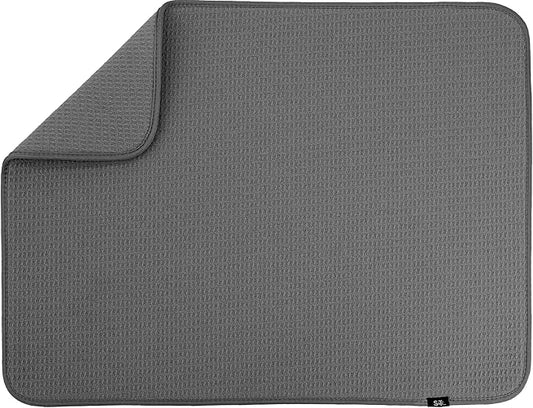 S&T INC. Dish Drying Mat XL, 18” x 24”, Absorbent Microfiber Kitchen Counter Mat, Dish Drying Pad for Dishes, Utensils, Pots and Pans, Extra Large, Charcoal-Ruum Studio Home