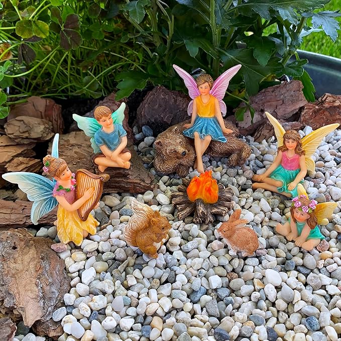 Mood Lab Fairy Garden - Miniature Fairies Figurines Accessories - Camping Kit of 9 pcs - Set for Outdoor or House Decor-Ruum Studio Home