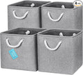 OrganiHaus 11x11 Cube Storage Bins 4 Pack, Foldable Cube Storage Organizer w/ Rope Handles, Collapsible Fabric Bins for Toys, Clothes & Closet Organization, Fabric Square Baskets - Gray-Ruum Studio Home