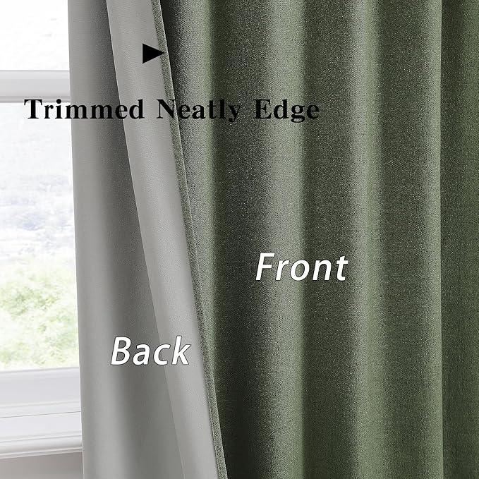 RAIN CITY 2 PCs Long Blackout Curtains 120 Inch Long 10ft, Back Tab Pleated Look Track System Drapes with Hooks, Modern Blackout Winodw Curtains for Ceiling Living Room Patio 50x120-Loden/Olive Green-Ruum Studio Home