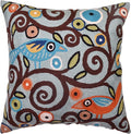 Tree of Life Birds Pillow Cover Teal Blue Floral Pillowcase Botanical Floral Outdoor Suzani Cushions Traditional Flower Cushion Hand Embroidered Cushions Wool Size - 18x18-Ruum Studio Home
