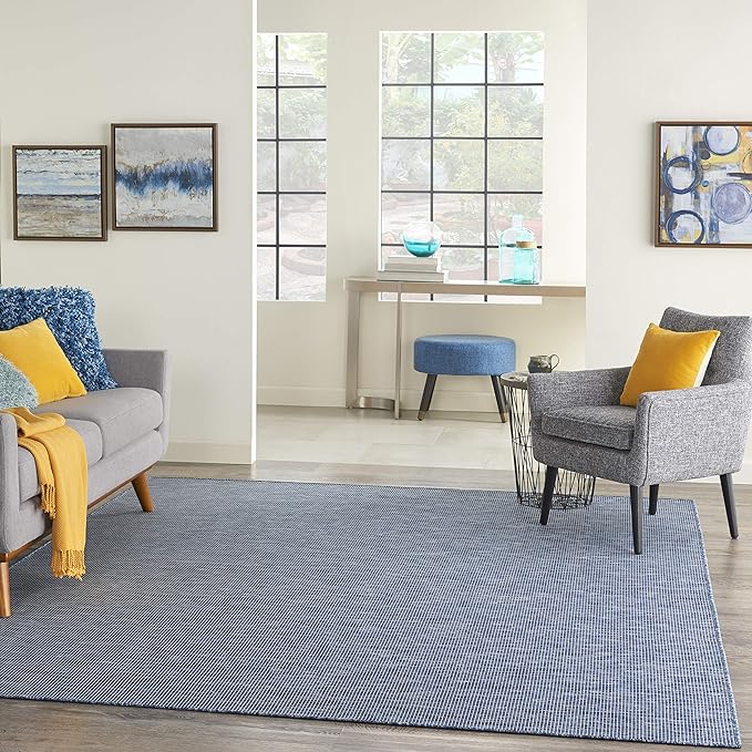 Nourison Home Positano 6' x 9' Navy Blue Fabric Modern Area Rug (6' x 9')-Ruum Studio Home