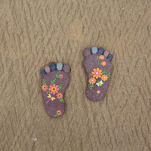 Stepping Stones Outdoor - Garden Decorative Stones for Patio, Deck, Garden or Sidewalk Home Decor Footprint Shaped Stepping Stones Set of 2 （Dark Brown）-Ruum Studio Home