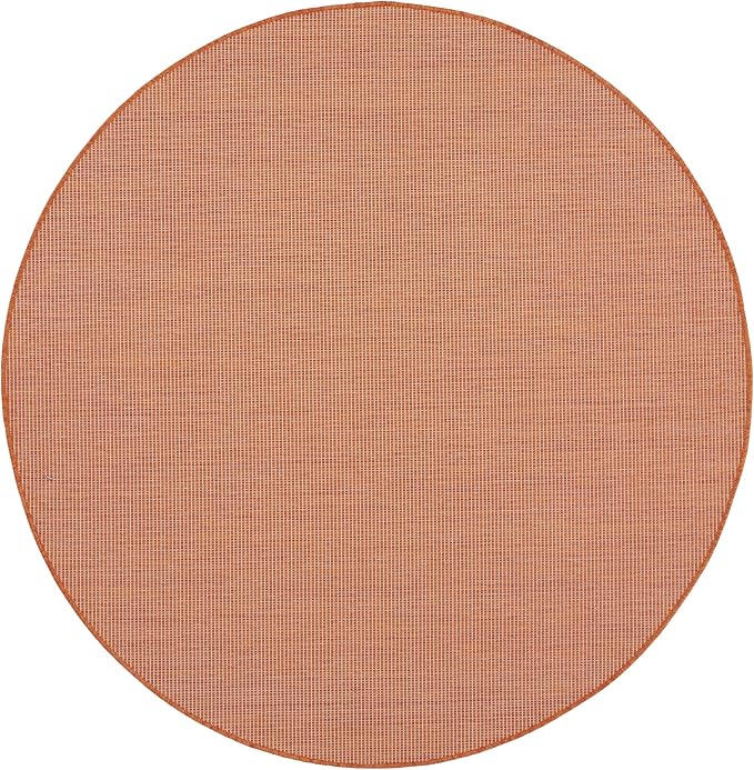 Nourison Positano Indoor/Outdoor Terracotta 6' x Round Area Rug, Easy Cleaning, Non Shedding, Bed Room, Living Room, Dining Room, Backyard, Deck, Patio (6 Round)-Ruum Studio Home