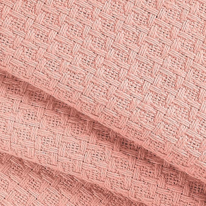 BELIZZI HOME 100% Cotton Bed Blanket, Breathable Bed Blanket Twin Size, Cotton Thermal Blankets Twin, Perfect for Layering Any Bed for All Season, Peach-Ruum Studio Home