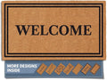 Barnyard Designs Natural Coco Coir Heavy Duty Backing Doormat - Large Cute Non-Slip Front Door Welcome Mat for Outside Entrance or Porch Entry, Brown (17x30, Welcome)-Ruum Studio Home