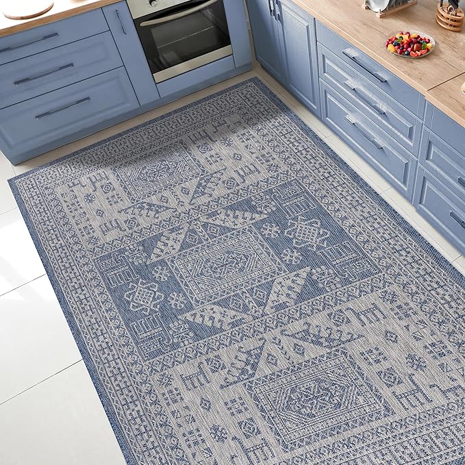 Keen Home Design Terrace Outdoor Area Rug - 5x8 Washable Indoor/Outdoor Rug for Patio, Kitchen, Balcony, Beach, Garden, Deck and Porch, Size: 5'3"x7'7"-Ruum Studio Home