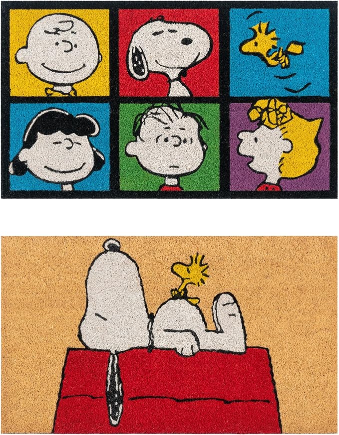 Gertmenian Peanuts Snoopy Coir Doormat - 2x3 Welcome Mat (2-Pack), Ideal for High Traffic Areas in Front Door, Garage, Entryway - House/Peanut Patch, 80003-Ruum Studio Home