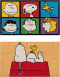 Gertmenian Peanuts Snoopy Coir Doormat - 2x3 Welcome Mat (2-Pack), Ideal for High Traffic Areas in Front Door, Garage, Entryway - House/Peanut Patch, 80003-Ruum Studio Home