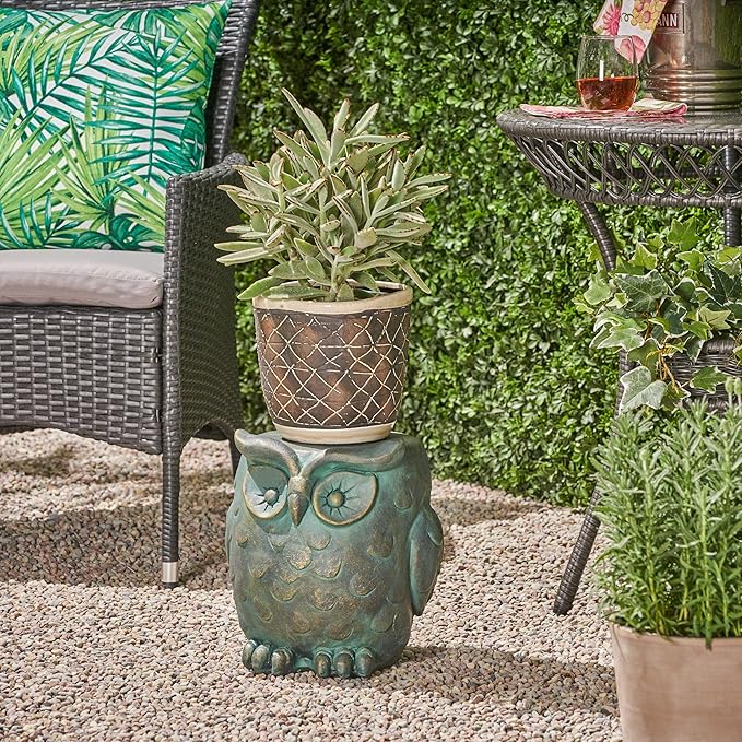 Christopher Knight Home Agnes Owl Garden Stool, Lightweight Concrete, Gold Patina Finish-Ruum Studio Home
