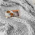 L'AGRATY Chunky Knit Blanket Throw: 30''x40'' Chenille Knitted Throw Blankets for Bed Couch - Handmade Thick Big Cable Knot Blanket - Large Chunky Crochet Rope Blankets for Home Decor(Grey)-Ruum Studio Home