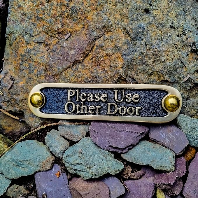 Please Use Other Door Brass Door Sign. Traditional Style Home Décor Wall Plaque Handmade By The Metal Foundry UK.-Ruum Studio Home