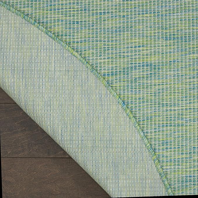 Nourison Positano Indoor/Outdoor Blue/Green 6' x Round Area Rug, Easy Cleaning, Non Shedding, Bed Room, Living Room, Dining Room, Backyard, Deck, Patio (6 Round)-Ruum Studio Home