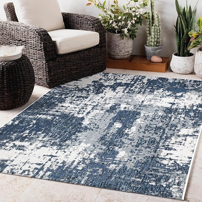 Keen Home Design Terrace Outdoor Area Rug - 8x10 Washable Indoor/Outdoor Rug for Patio, Kitchen, Balcony, Beach, Garden, Deck and Porch, Size: 7'7"x10'-Ruum Studio Home