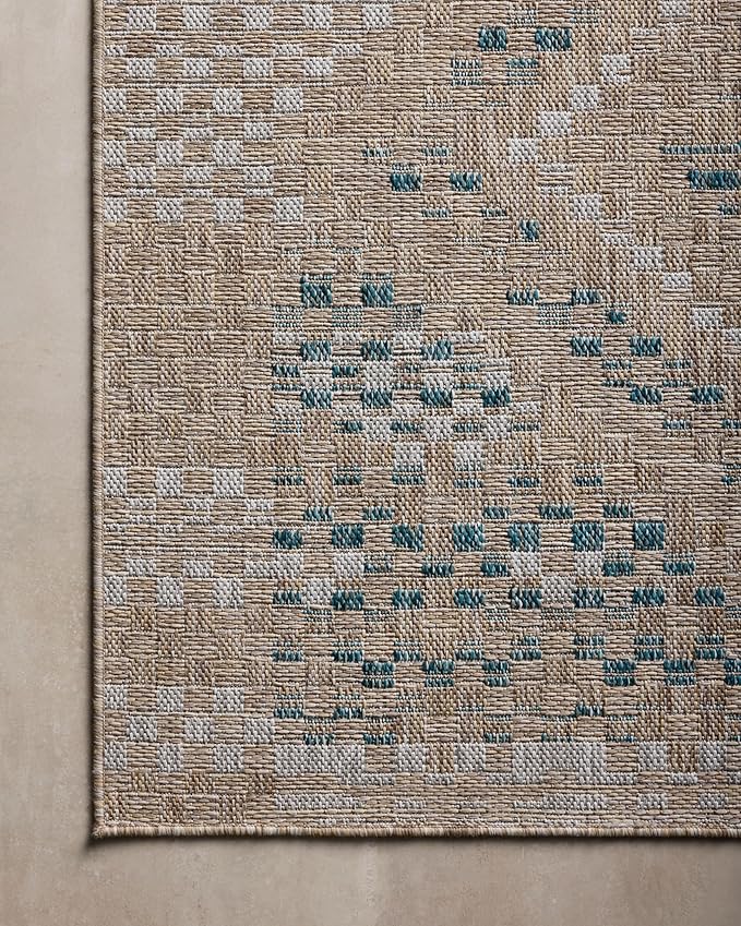 Loloi Amber Lewis Topanga Collection TOP-04 Natural/Aqua 3'-11" x 5'-11" Indoor/Outdoor Accent Rug-Ruum Studio Home