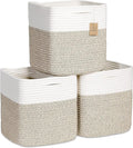 NaturalCozy Storage Cubes 11 Inch Cotton Rope Woven Baskets for Organizing, 3-Pack | Cube Bin Square Shelves Organizer, Classroom, Kids Toy Bins, Closet, Baby Nursery-Ruum Studio Home