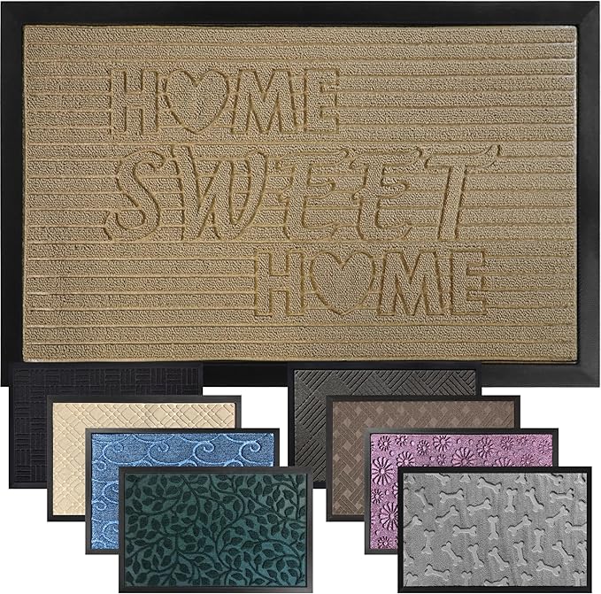 GORILLA GRIP 100% Waterproof All-Season WeatherMax Doormat 35x23, US Designed Natural Rubber, Stain and Fade Resistant, Low Profile Indoor Outdoor Door Mats, Easy Clean Patio Mat, Home Sweet Home-Ruum Studio Home