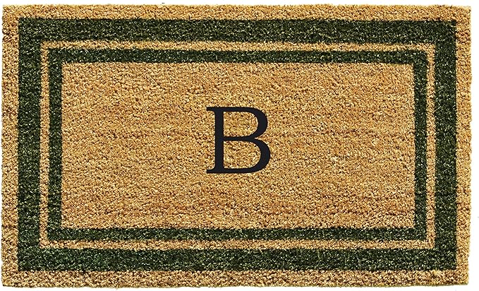 Calloway Mills 153041830B Sage Green Border 18" x 30" Monogram Doormat, (Letter B)-Ruum Studio Home