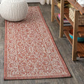 JONATHAN Y Vintage Filigree Indoor Outdoor Runner Rug 2X10 Red/Beige, Charleston Textured Weave for Backyard, Patio, Porch, Easy-Cleaning, High Traffic, Pet-Friendly, Non-Shedding (SMB106B-210)-Ruum Studio Home
