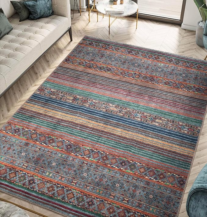 Keen Home Design 8x10 Rug - Machine Washable Area Rug with Non-Slip Backing, Ideal for Living Room, Dining Room, Bedroom - Vintage, Easy Clean, Durable, Low Pile Rug - (8' x 10')-Ruum Studio Home