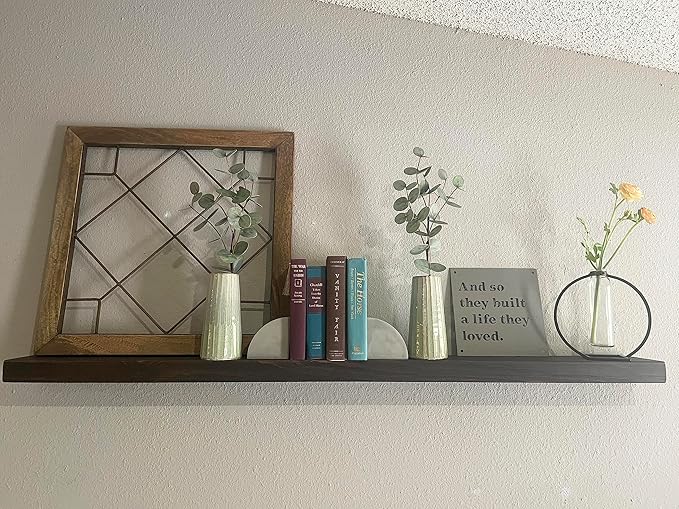 joelsantiques - 48 Inch Wooden Floating Shelves for Wall - 48x6x2 in - Made of Natural Wood - Long Heavy Duty Rustic Wall Shelves for Bedroom - Perfect for Living Room, Kitchen - Mocha-Ruum Studio Home