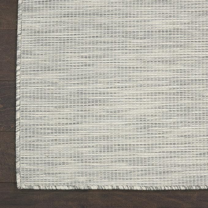 Nourison Positano Indoor/Outdoor Light Grey 2'2" x 10' Area Rug, Easy Cleaning, Non Shedding, Bed Room, Living Room, Dining Room, Backyard, Deck, Patio (2x10)-Ruum Studio Home