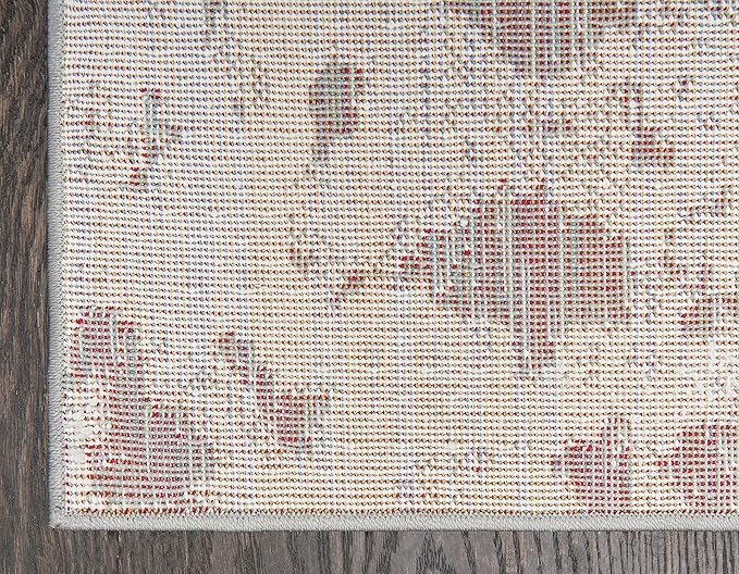 Unique Loom Rosso Collection Vintage, Geometric, Bohemian, Traditional, Distressed, Southwestern Area Rug, Rectangular 5' 0" x 8' 0", Light Gray/Ivory-Ruum Studio Home