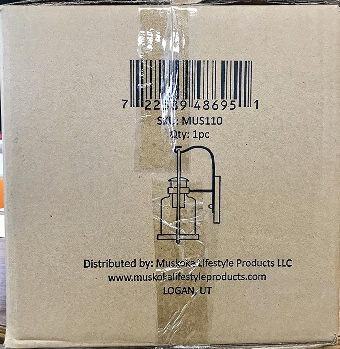 Muskoka Lifestyle Products Rustic Wall Light Lantern with Retro Industrial loft Lantern Look in Rubbed Bronze Powder Coat Finish with Milk Pioneer jug Glass-Ruum Studio Home