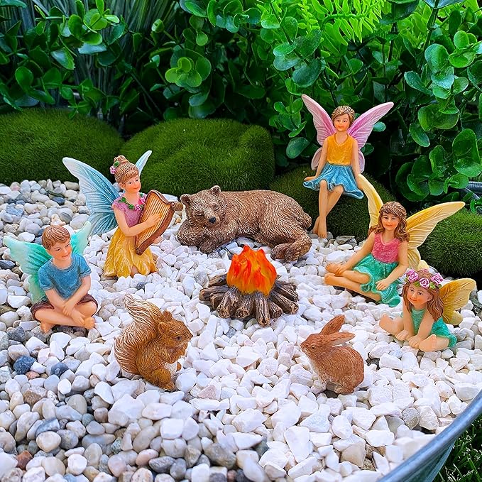Mood Lab Fairy Garden - Miniature Fairies Figurines Accessories - Camping Kit of 9 pcs - Set for Outdoor or House Decor-Ruum Studio Home