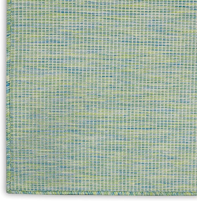 Nourison Positano Indoor/Outdoor Blue/Green 8' x Round Area Rug, Easy Cleaning, Non Shedding, Bed Room, Living Room, Dining Room, Backyard, Deck, Patio (8 Round)-Ruum Studio Home