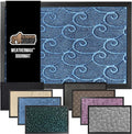 GORILLA GRIP 100% Waterproof All-Season WeatherMax Doormat, 47x35, US Designed Natural Rubber, Stain and Fade Resistant, Low Profile Indoor Outdoor Door Mats, Easy Clean Patio Mat, Ocean Blue Waves-Ruum Studio Home