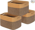 MINTWOOD Design 3-Pack Storage Baskets for Shelves, Decorative Baskets for Organizing, Woven Baskets for Storage, Book Basket Cube Storage Bin Box, Pantry Closet and Shoe Organizers, Black Jute-Ruum Studio Home