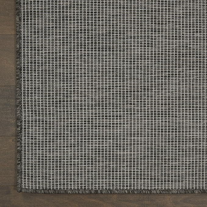 Nourison Home Positano Charcoal 8' x 10' Area Rug, Modern, Solid, Indoor/Outdoor, Easy Cleaning, Non Shedding, Bed Room, Living Room, Deck, Backyard-Ruum Studio Home