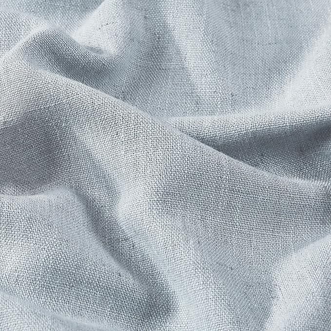 Vision Home Blue Gray Pinch Pleated Full Blackout Curtains Linen Blended Room Darkening Window Curtains 112 inch for Living Room Bedroom Thermal Insulated Pinch Pleat Drapes with Hooks 40" Wx112 Lx2-Ruum Studio Home