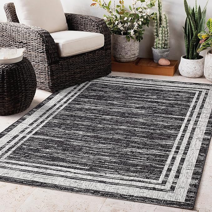 Keen Home Design Outdoor Rug - 8x10 Washable Indoor/Outdoor Rug for Patio, Balcony, Kitchen, Garden, Beach, Deck and Porch. Size: 7'9" x 10'2"-Ruum Studio Home