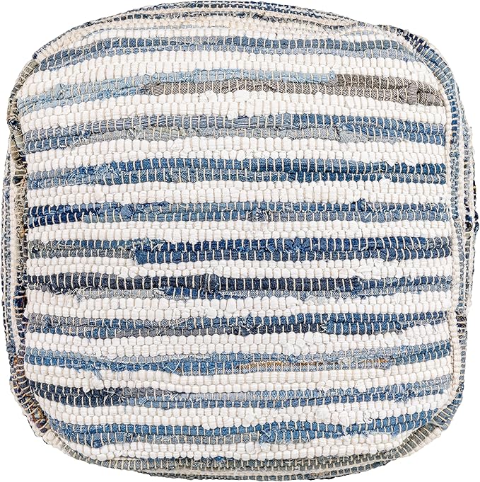 Mark&Day Pouf Ottoman, Korneuburg Natural Fiber Navy Cube Pouf Foot Rest for Living Room, Bedroom and Boho Home Decor (16"x16"x16")-Ruum Studio Home