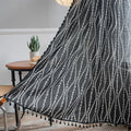 Sutuo Home Boho Curtains 96 Inches Long for Bedroom Living Room Kitchen, Stripe Floral Bohemian Tassels Country Window Treatment Drape for Halloween Decorations Rod Pocket, 1 Panel 59"W x 96"L,Black-Ruum Studio Home