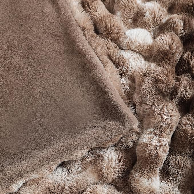 UKELER Plush Furry Throw Blanket Large Super Soft Fluffy Blankets Throws for Bed, Couch, Sofa, Office, Camping Plush Shaggy Faux Fur Blanket 60''x80'' Brown-Ruum Studio Home