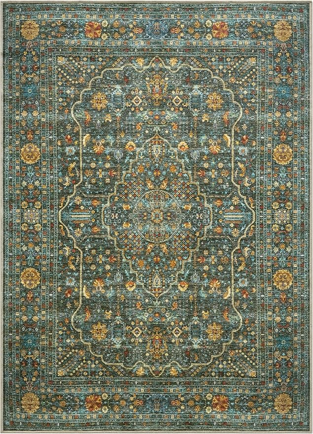 Keen Home Design 9x12 Rug - Machine Washable Area Rug with Non-Slip Backing, Ideal for Living Room, Dining Room, Bedroom - Vintage, Easy Clean, Durable, Low Pile Rug - (9' x 12')-Ruum Studio Home
