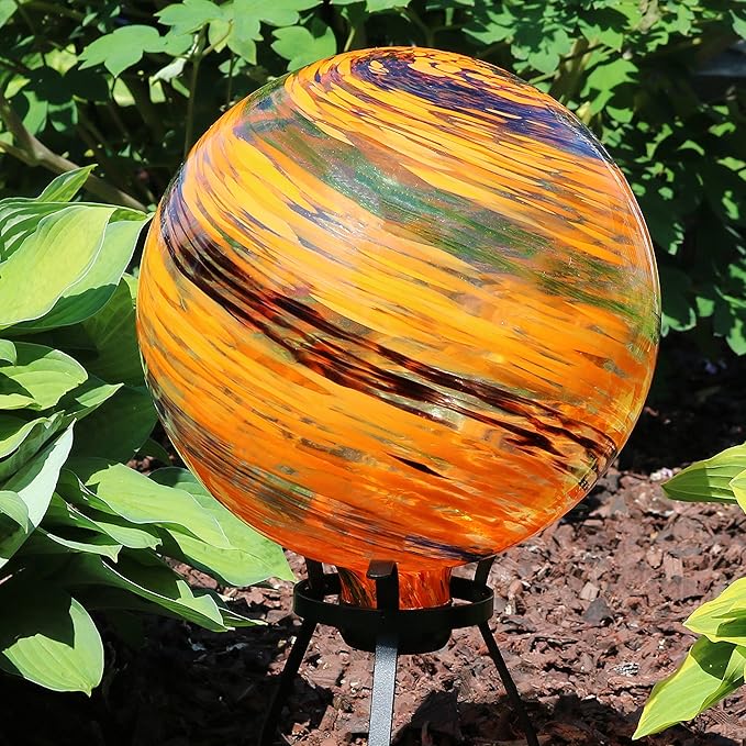 Sunnydaze 10-Inch Gazing Ball for Garden - Glass Gazing Globe for Outside - Garden Orb Yard Decor - Sunset Sky - Set of 2-Ruum Studio Home