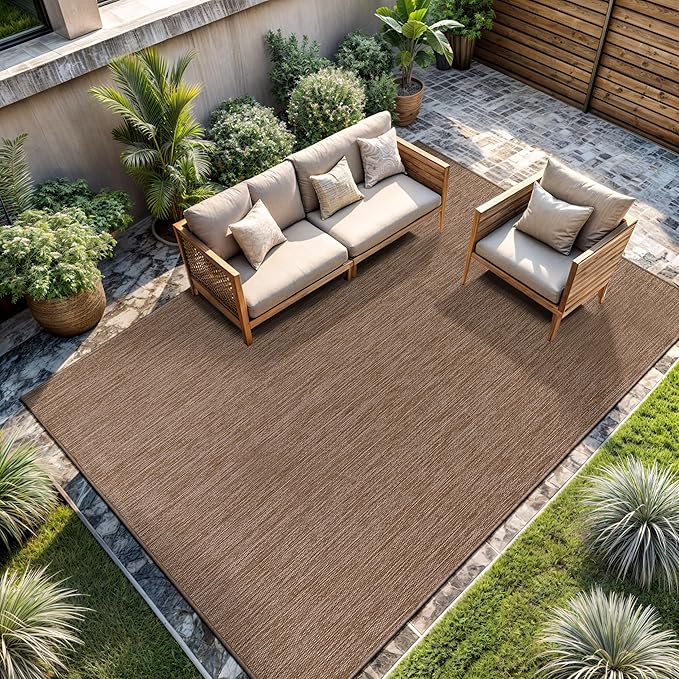CAMILSON Outdoor Rug 8x10 Modern Area Rugs for Indoor and Outdoor Patios and Porches - Waterproof, Washable, Non-Shedding, Easy-to-Clean Outside Carpet (8 x 10, Solid - Jute)-Ruum Studio Home